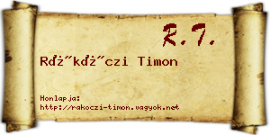 Rákóczi Timon névjegykártya